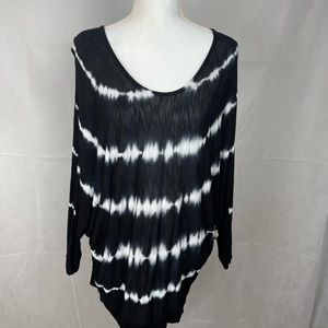 Young Fabulous & Broke Drop Sleeve Round Scoop Neck Tie/Dye Navy Blue Size XS